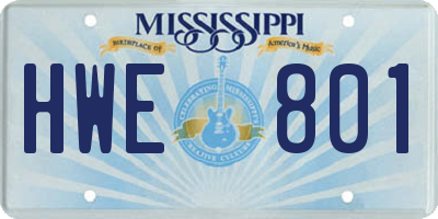 MS license plate HWE801