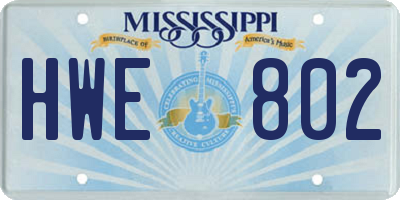 MS license plate HWE802