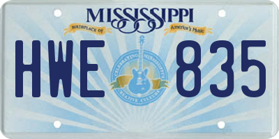 MS license plate HWE835