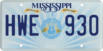 MS license plate HWE930