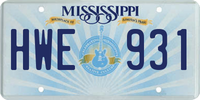MS license plate HWE931