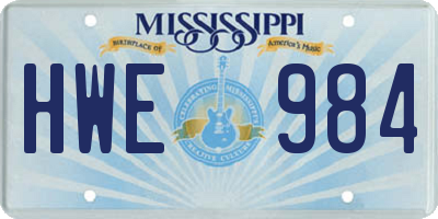 MS license plate HWE984