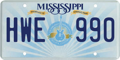 MS license plate HWE990
