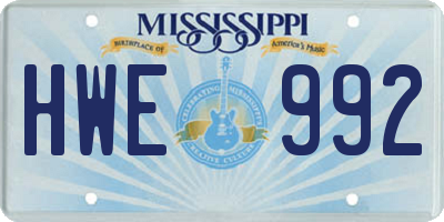MS license plate HWE992