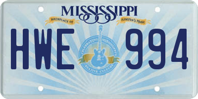 MS license plate HWE994