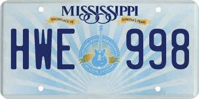 MS license plate HWE998