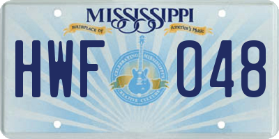MS license plate HWF048