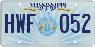 MS license plate HWF052
