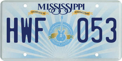 MS license plate HWF053