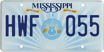 MS license plate HWF055