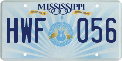 MS license plate HWF056