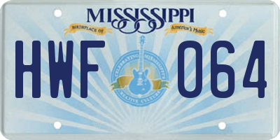 MS license plate HWF064