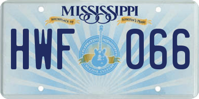 MS license plate HWF066