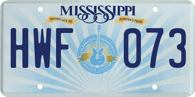 MS license plate HWF073
