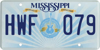 MS license plate HWF079