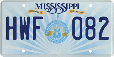 MS license plate HWF082