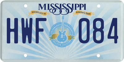 MS license plate HWF084