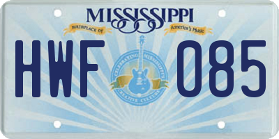 MS license plate HWF085