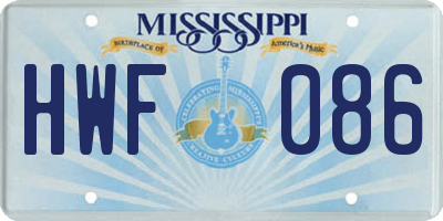 MS license plate HWF086