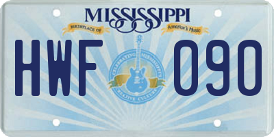 MS license plate HWF090