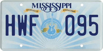 MS license plate HWF095