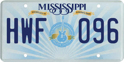 MS license plate HWF096