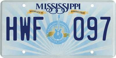 MS license plate HWF097