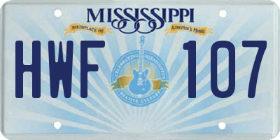 MS license plate HWF107