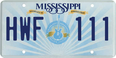 MS license plate HWF111