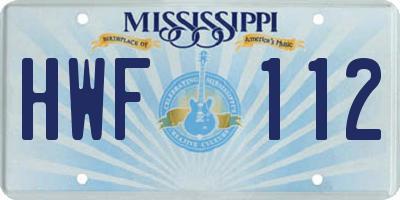 MS license plate HWF112