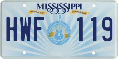 MS license plate HWF119
