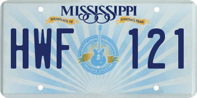 MS license plate HWF121