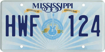 MS license plate HWF124