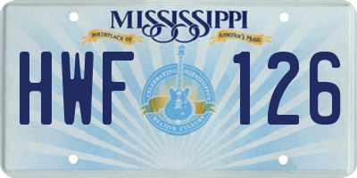 MS license plate HWF126