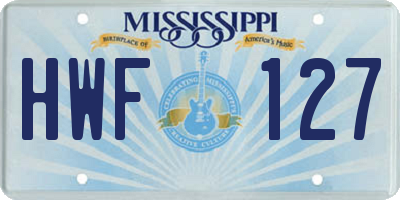 MS license plate HWF127