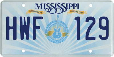 MS license plate HWF129