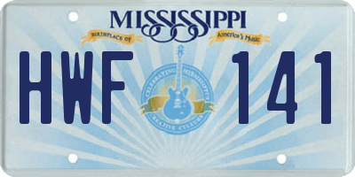 MS license plate HWF141