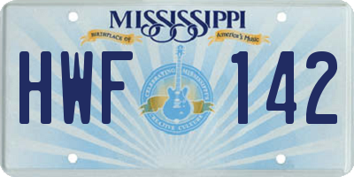 MS license plate HWF142