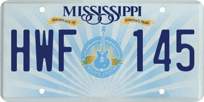 MS license plate HWF145