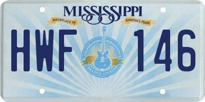 MS license plate HWF146
