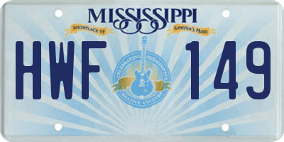 MS license plate HWF149