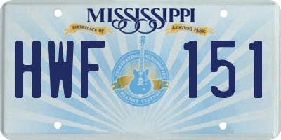 MS license plate HWF151