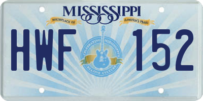 MS license plate HWF152