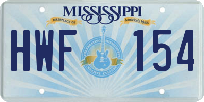 MS license plate HWF154