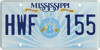 MS license plate HWF155