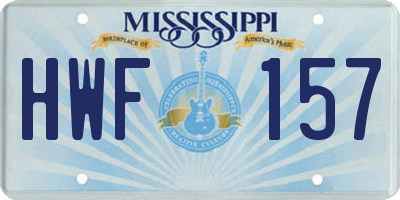 MS license plate HWF157