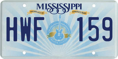 MS license plate HWF159