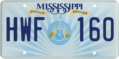 MS license plate HWF160