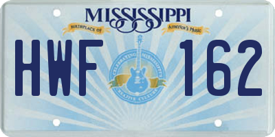 MS license plate HWF162