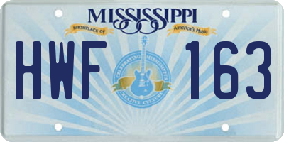 MS license plate HWF163